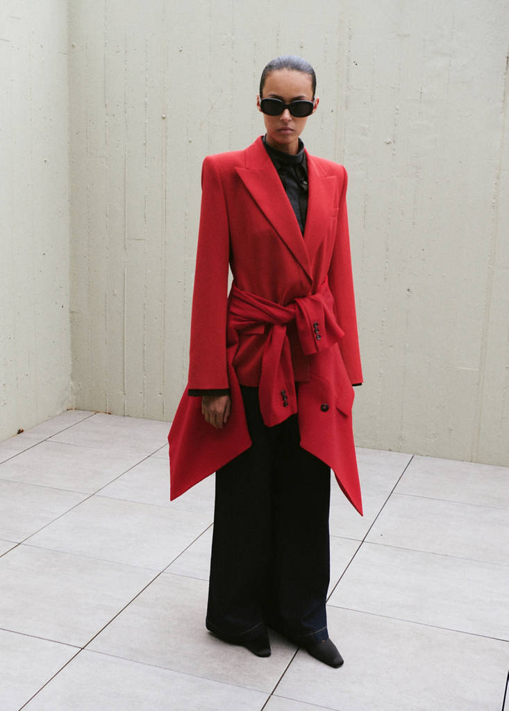 Fitted double-breasted blazer — Red