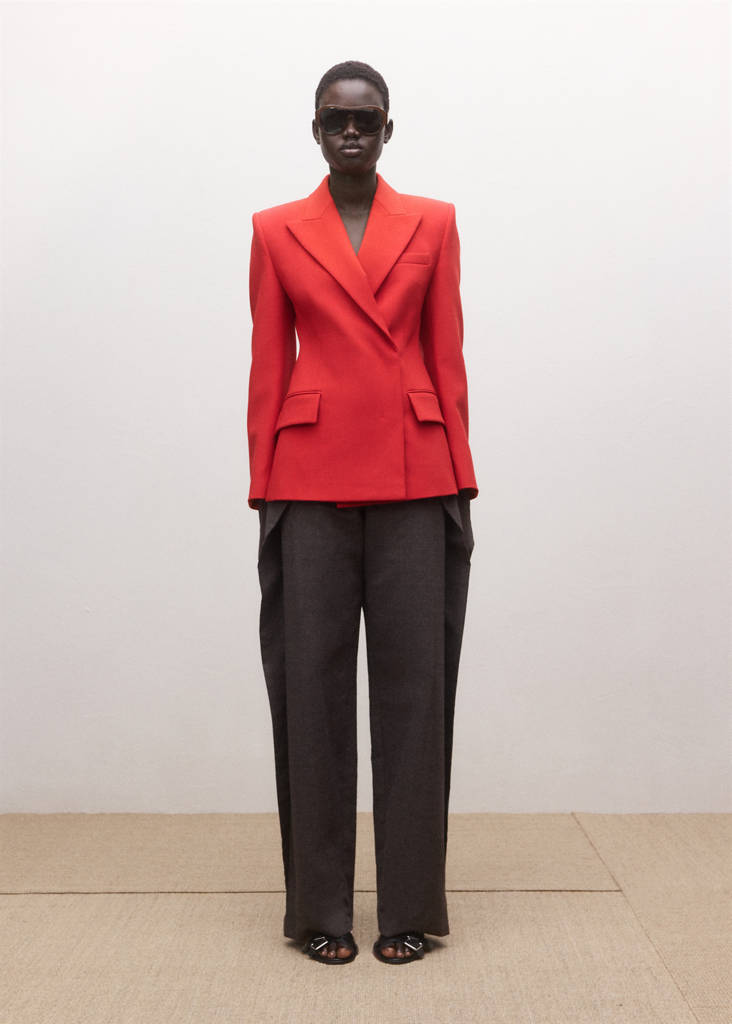Fitted double-breasted blazer — Red