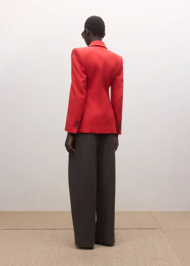 Fitted double-breasted blazer — Red