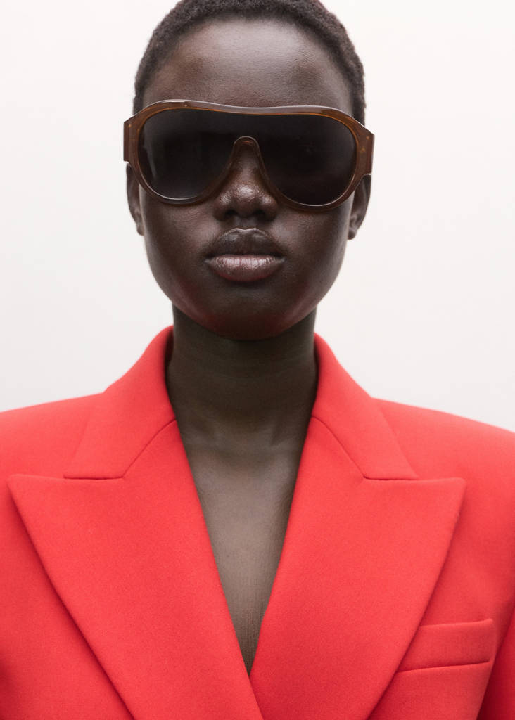 Fitted double-breasted blazer — Red