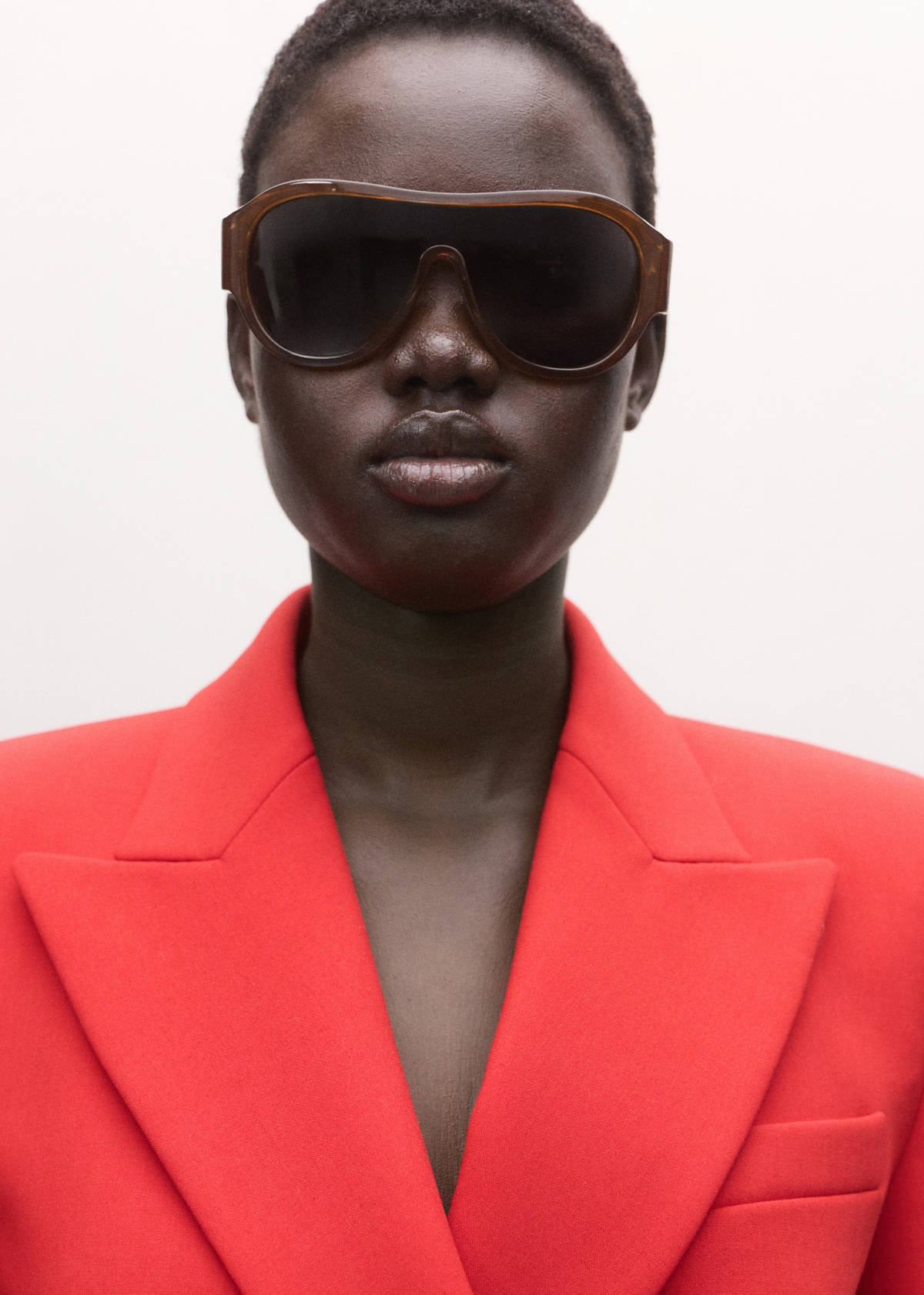 Fitted double-breasted blazer — Red