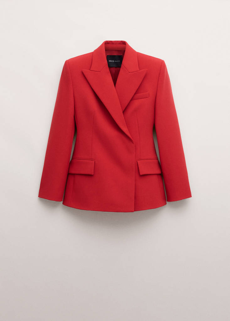 Fitted double-breasted blazer — Red