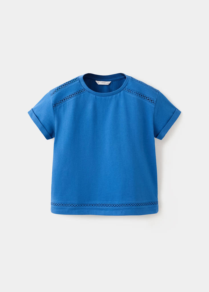 Openwork details T-shirt — Vibrant blue