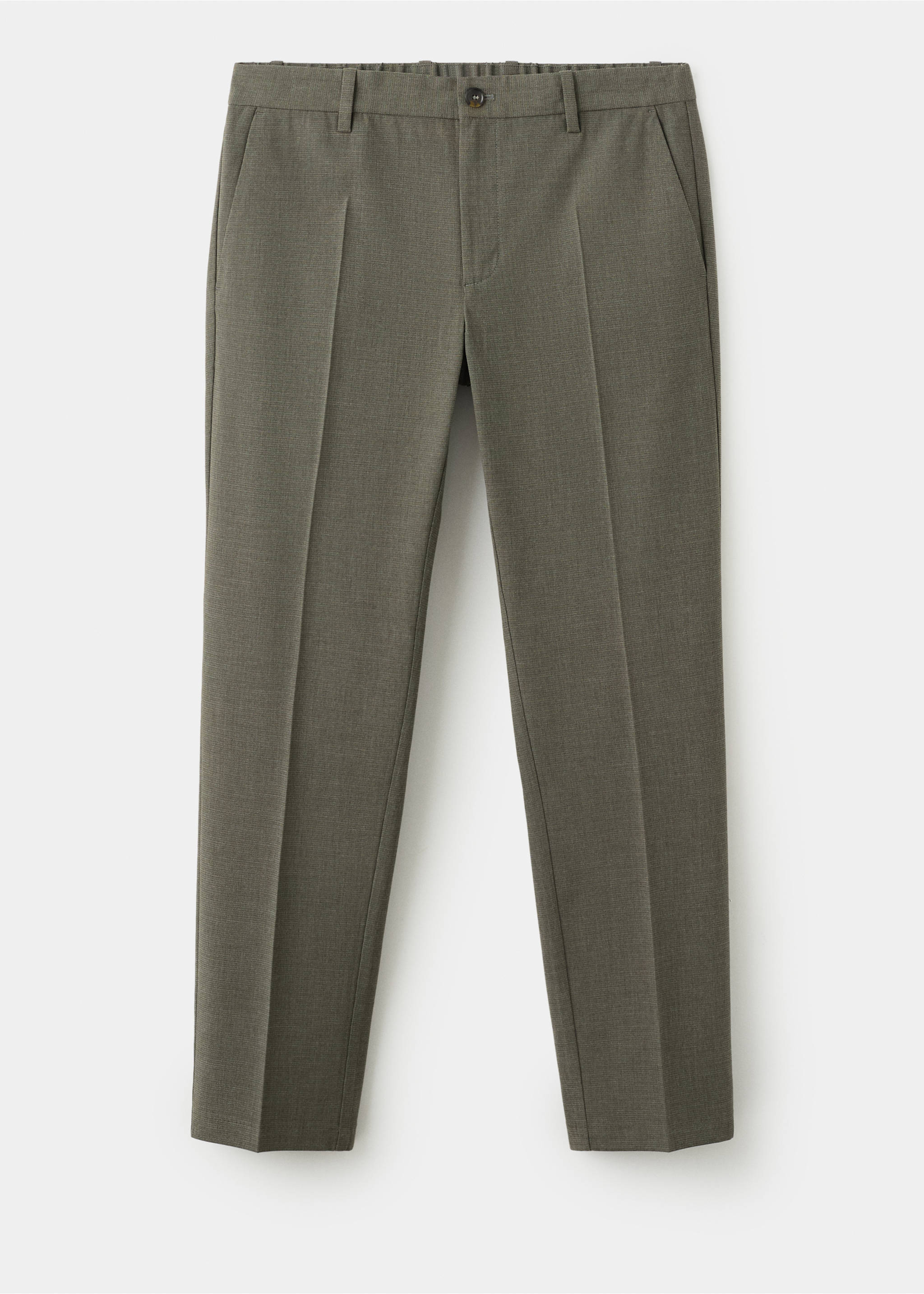 Cropped slim fit trousers - Article without model, Olive Green. Ref: 27054409-00.