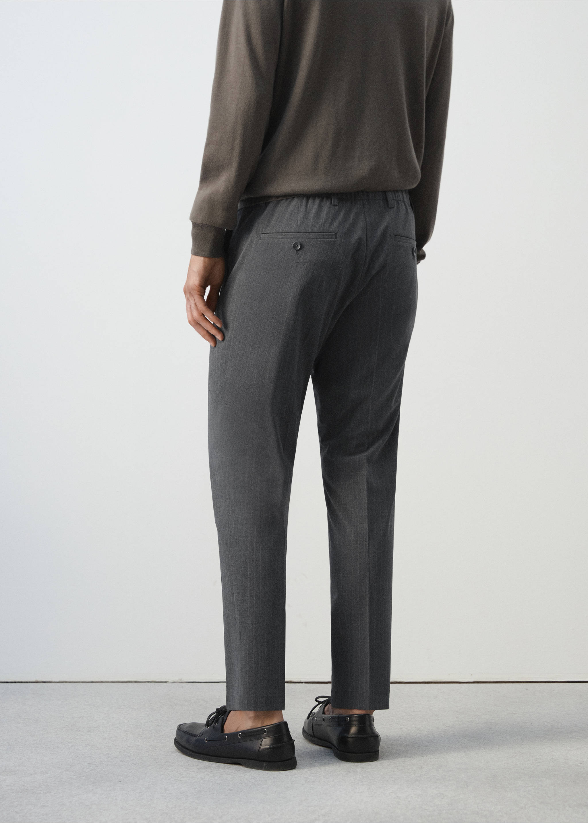 Cropped slim fit trousers - Reverse of the article, Grey. Ref: 27054410-00.