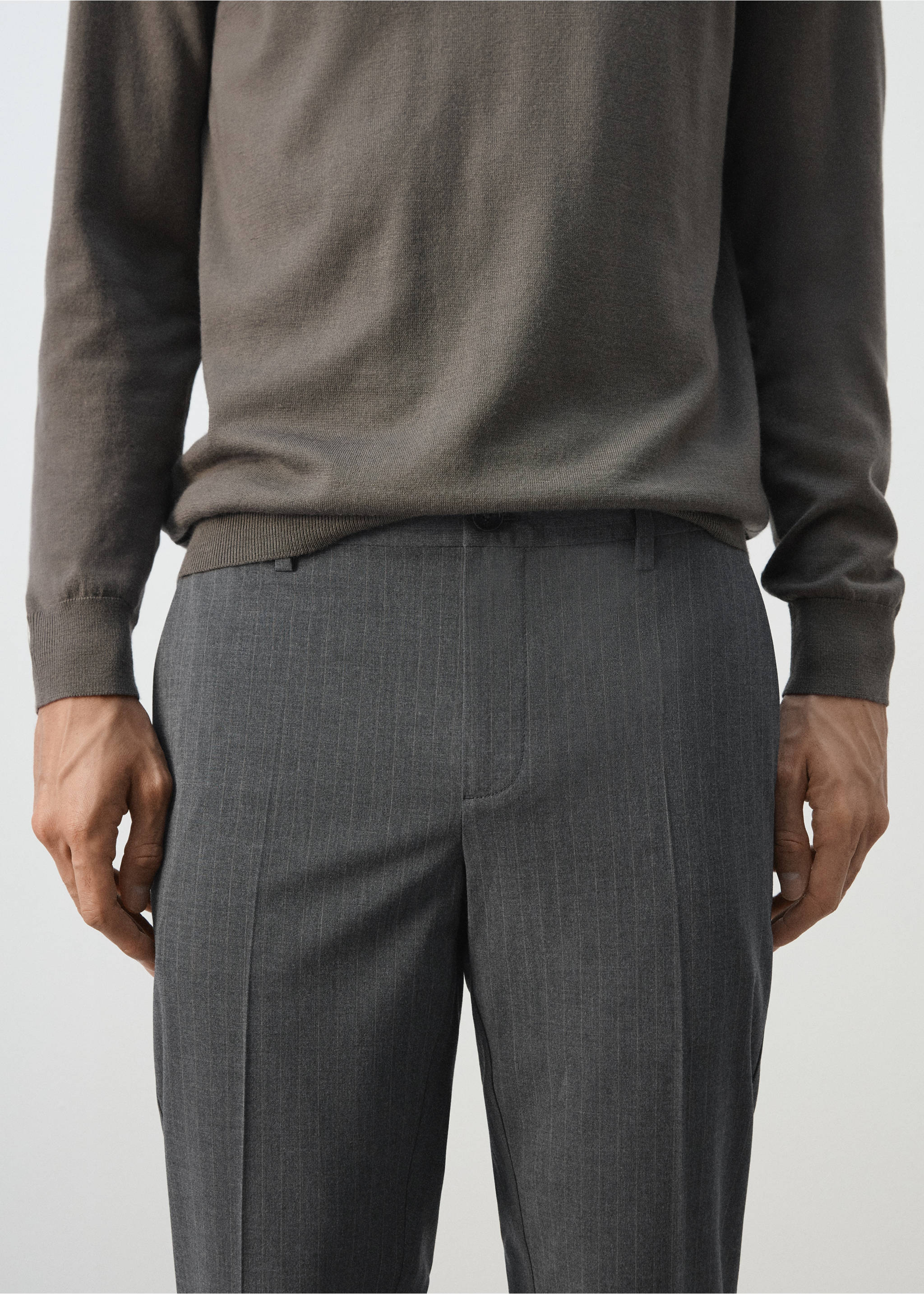 Cropped slim fit trousers - Details of the article 1, Grey. Ref: 27054410-00.