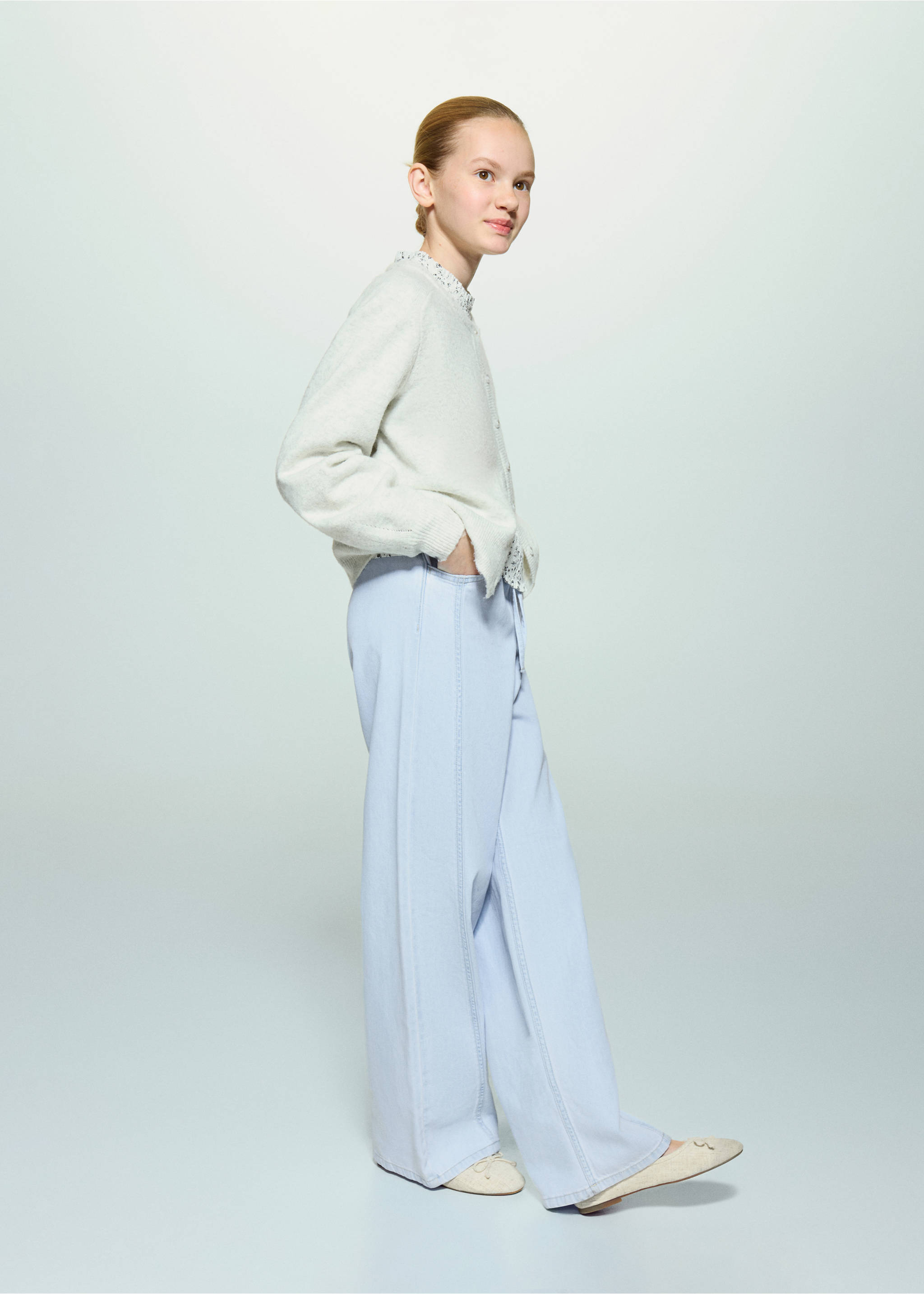 Wide-leg jeans with seam detail - General plane, Light Blue. Ref: 27054417-00.