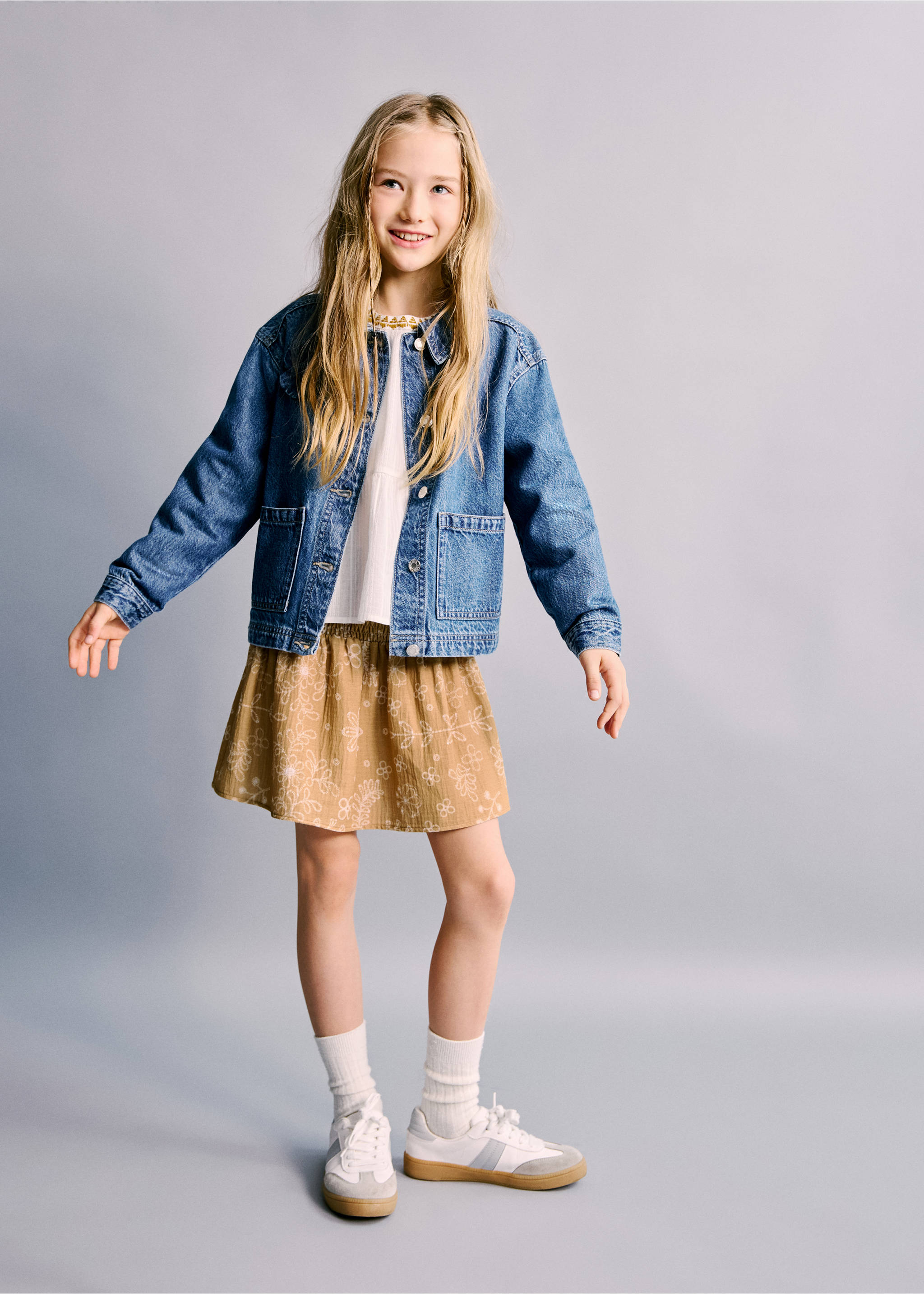 Printed short skirt - General plane, Mustard. Ref: 27054419-00.