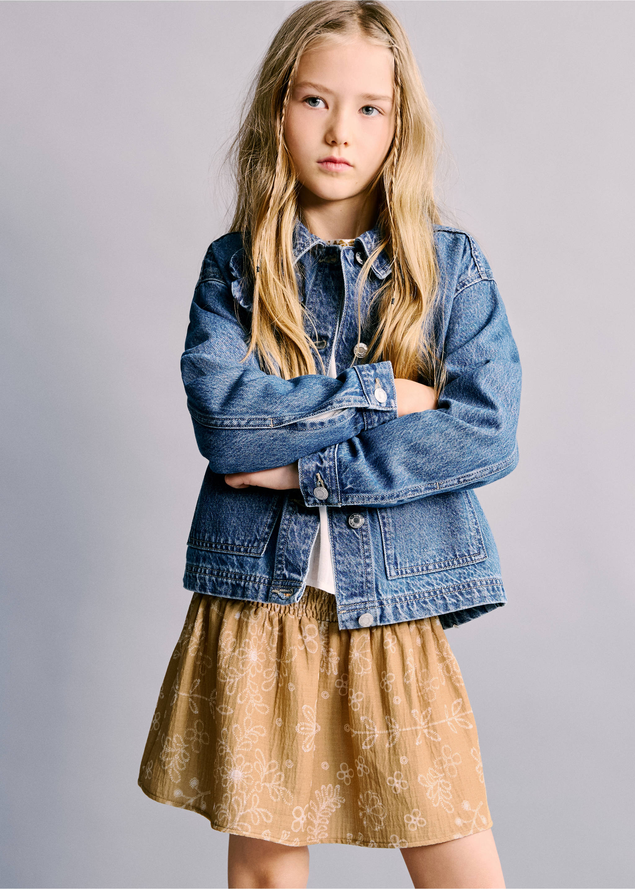 Printed short skirt - Medium plane, Mustard. Ref: 27054419-00.