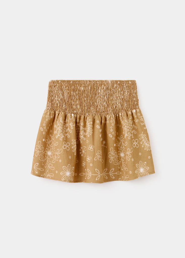 Printed short skirt — Mustard