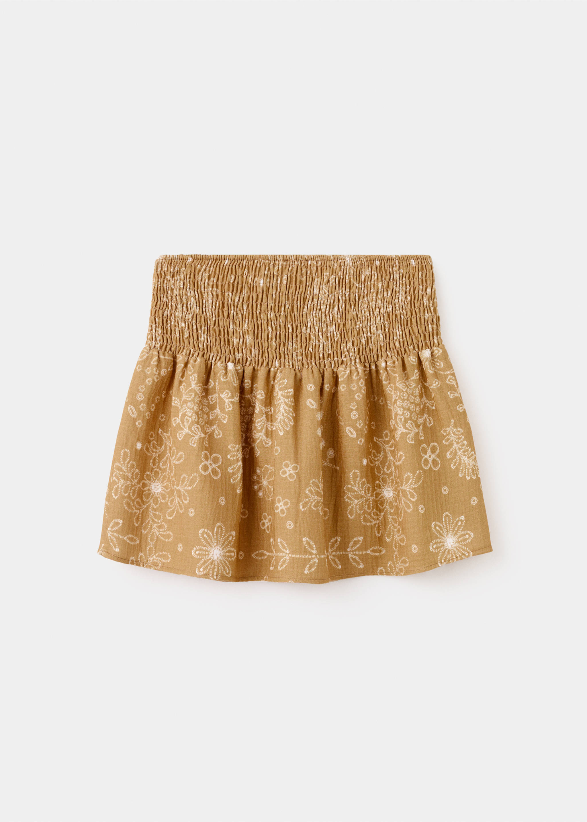 Printed short skirt - Reverse of the article, Mustard. Ref: 27054419-00.