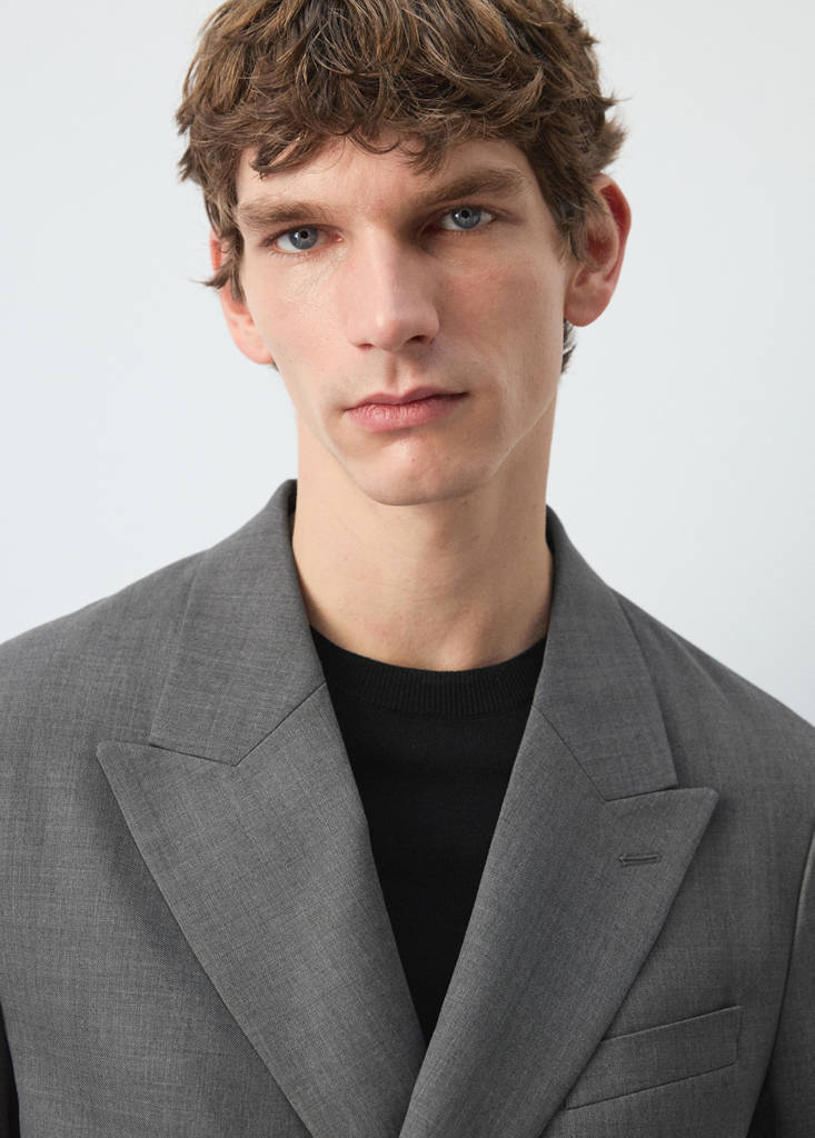 Ricardo regular fit double-breasted suit jacket — Grey