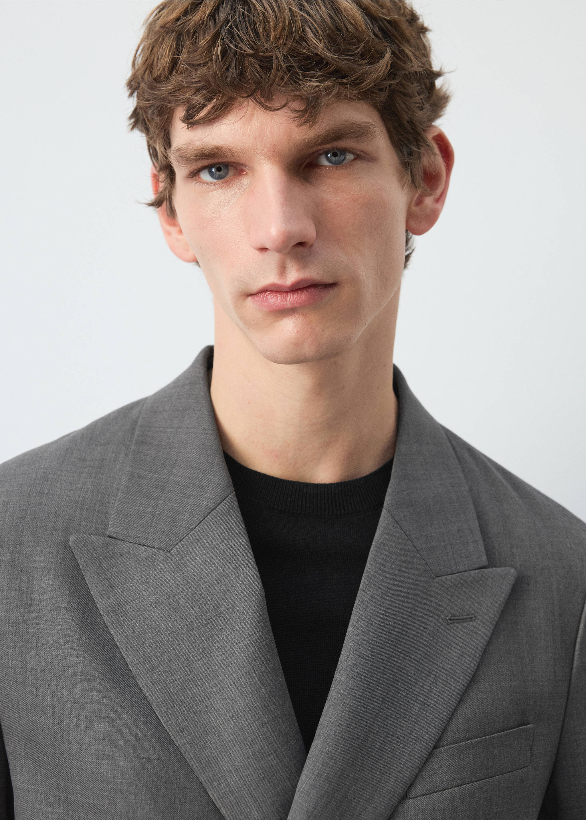 Ricardo regular fit double-breasted suit jacket - Details of the article 1, Grey. Ref: 27054421-00.