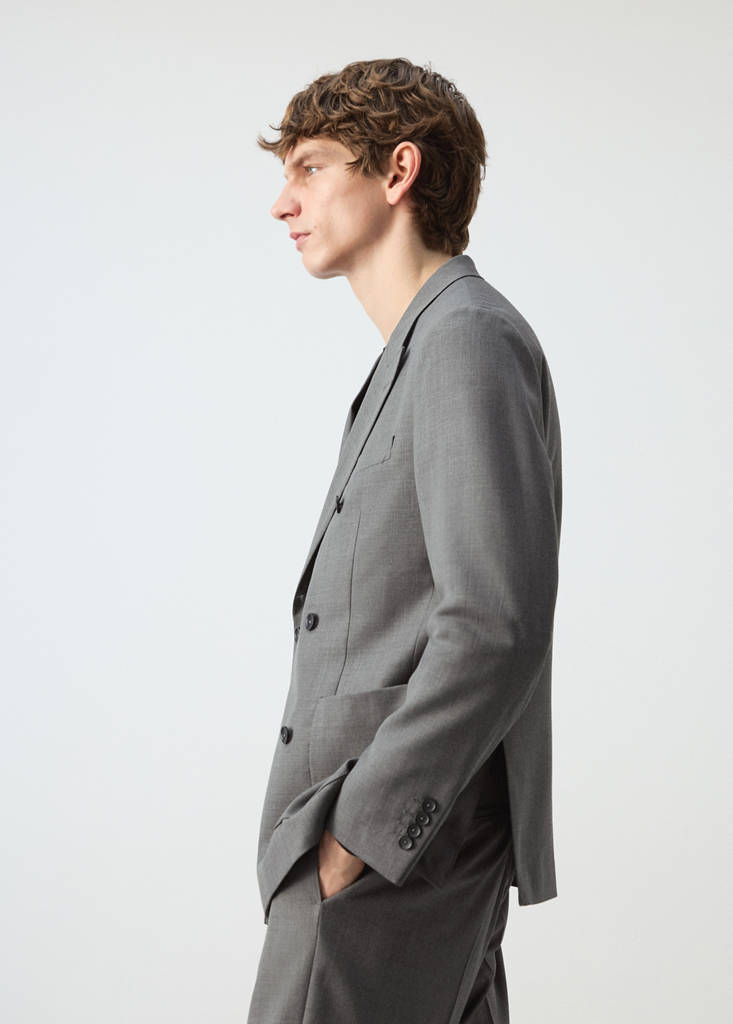 Ricardo regular fit double-breasted suit jacket — Grey