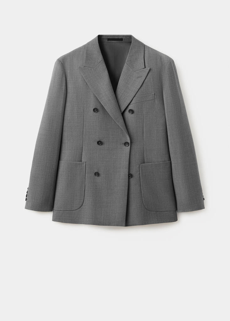 Ricardo regular fit double-breasted suit jacket — Grey