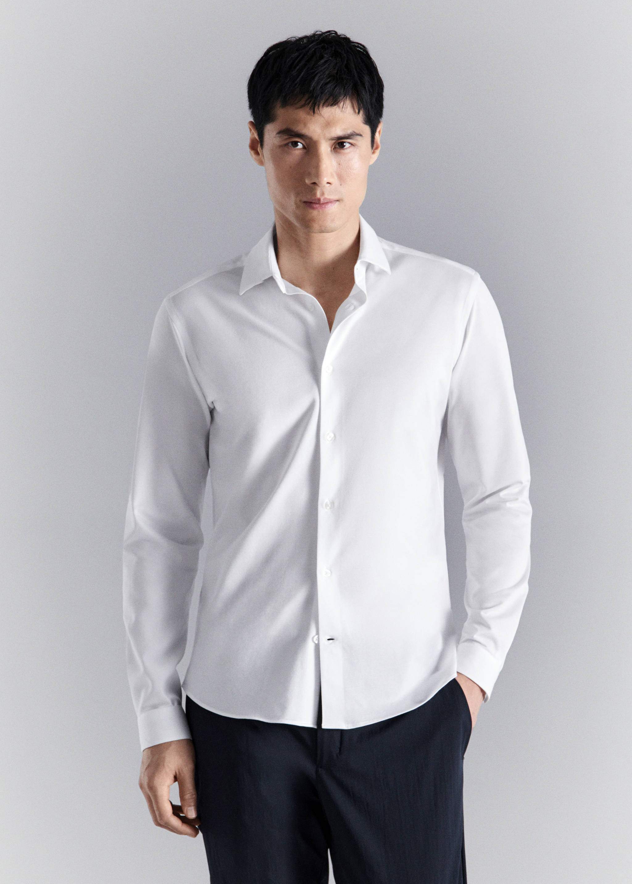 Chemise slim-fit coton comfort stretch non-iron - Plan moyen