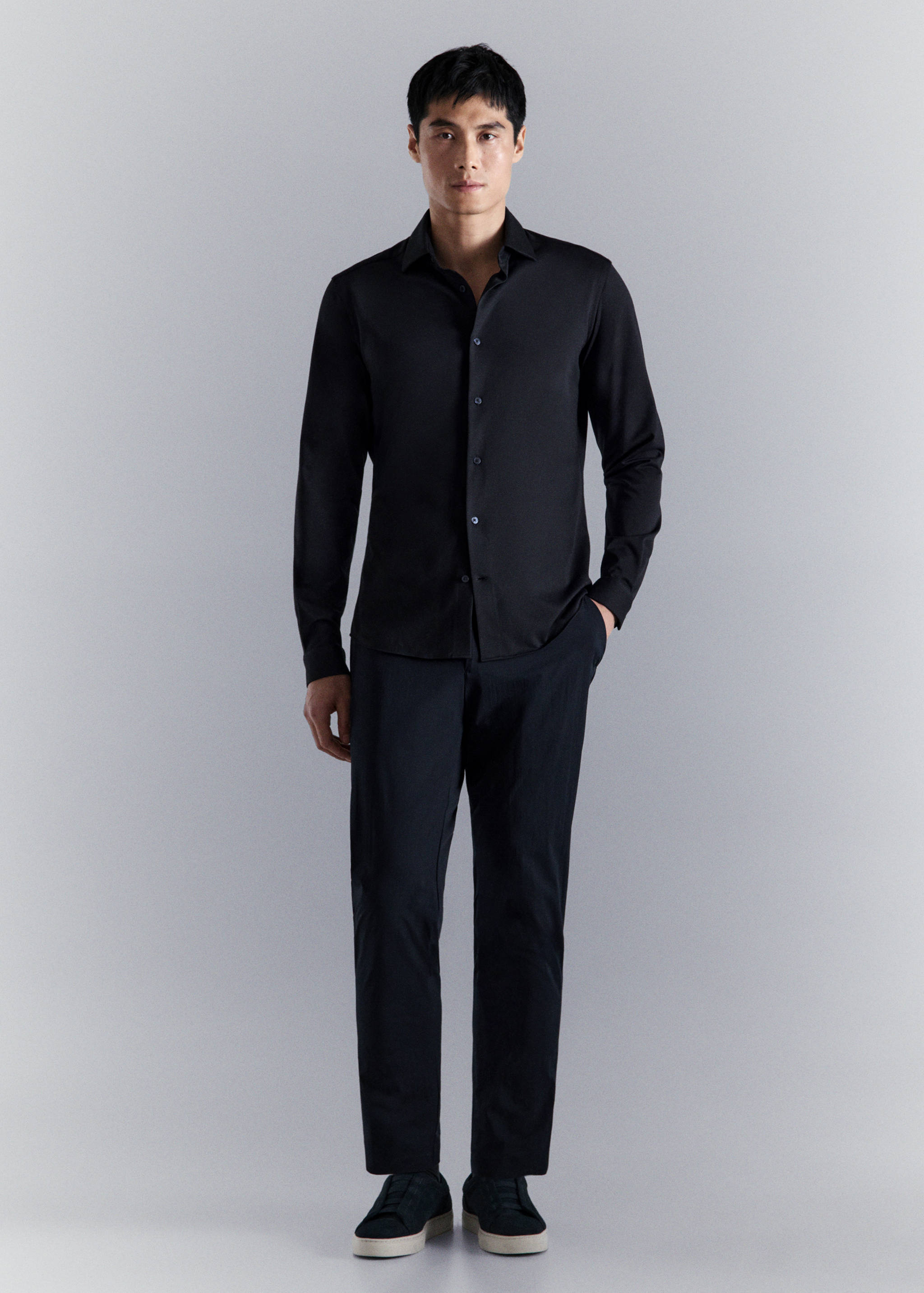 Slim fit comfort stretch non-iron cotton shirt - General plane