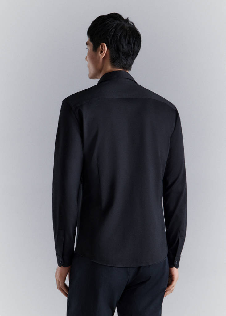 Slim fit comfort stretch non-iron cotton shirt — Navy