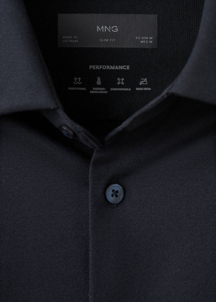 Slim fit comfort stretch non-iron cotton shirt — Navy