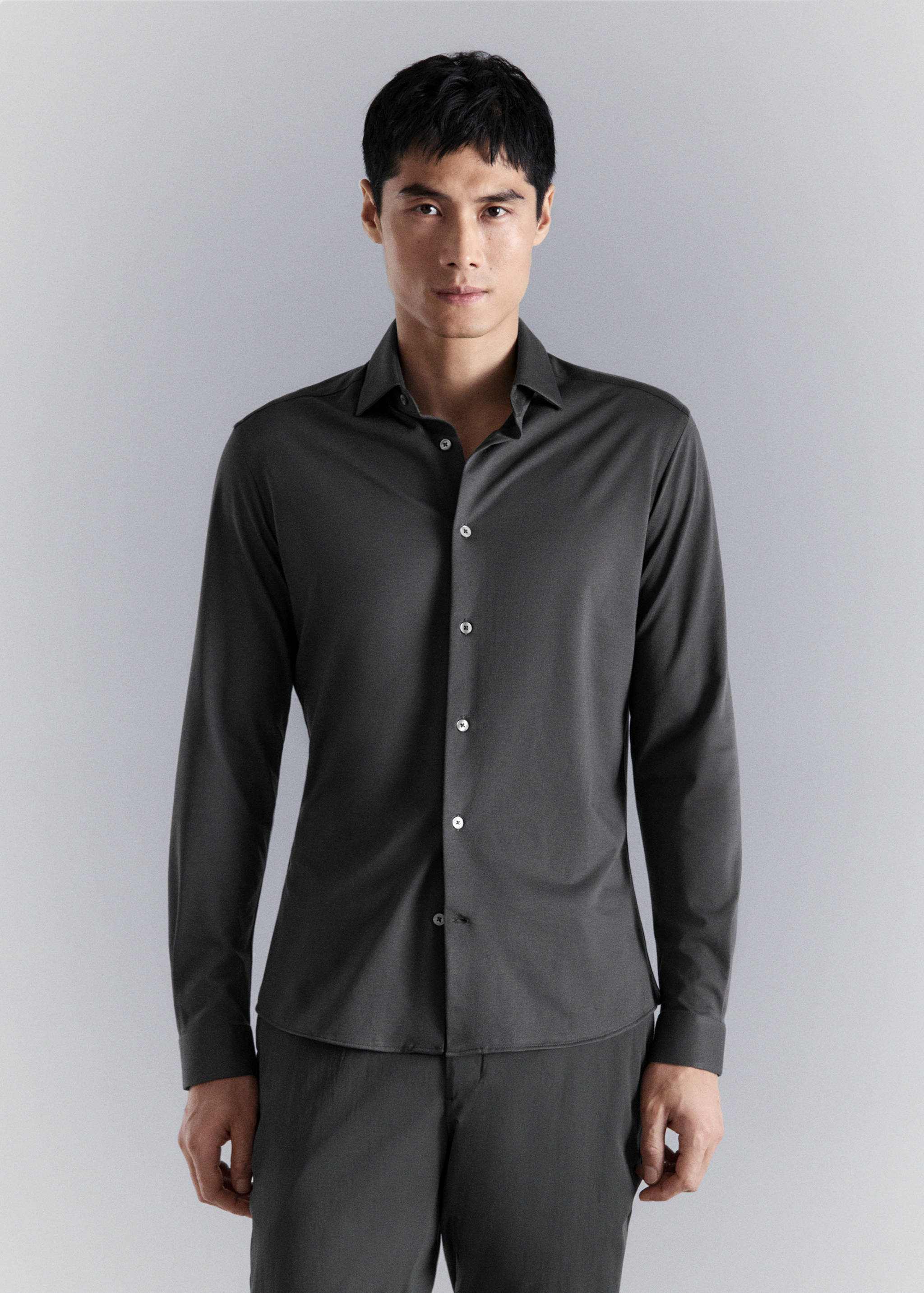 Slim fit comfort stretch non-iron cotton shirt - Medium plane