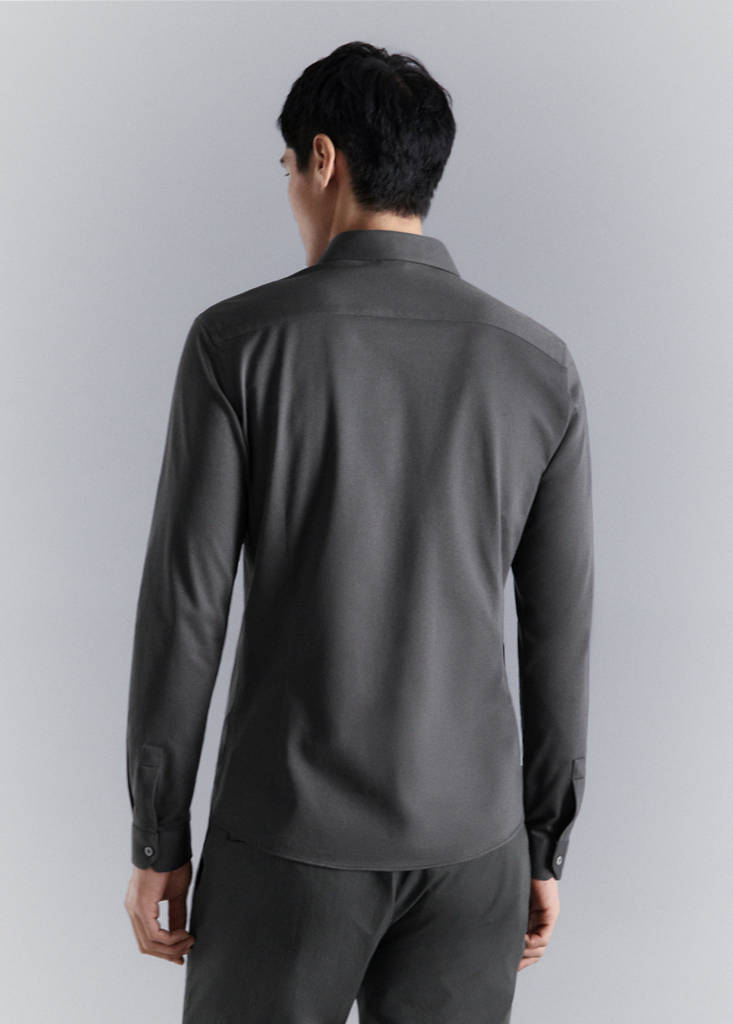 Slim fit comfort stretch non-iron cotton shirt — Charcoal
