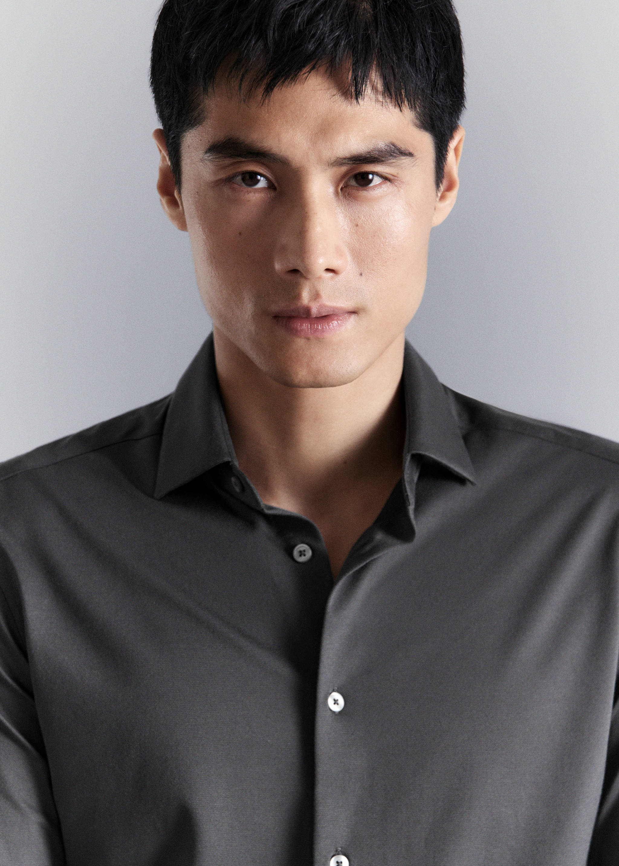 Slim fit comfort stretch non-iron cotton shirt - Details of the article 1