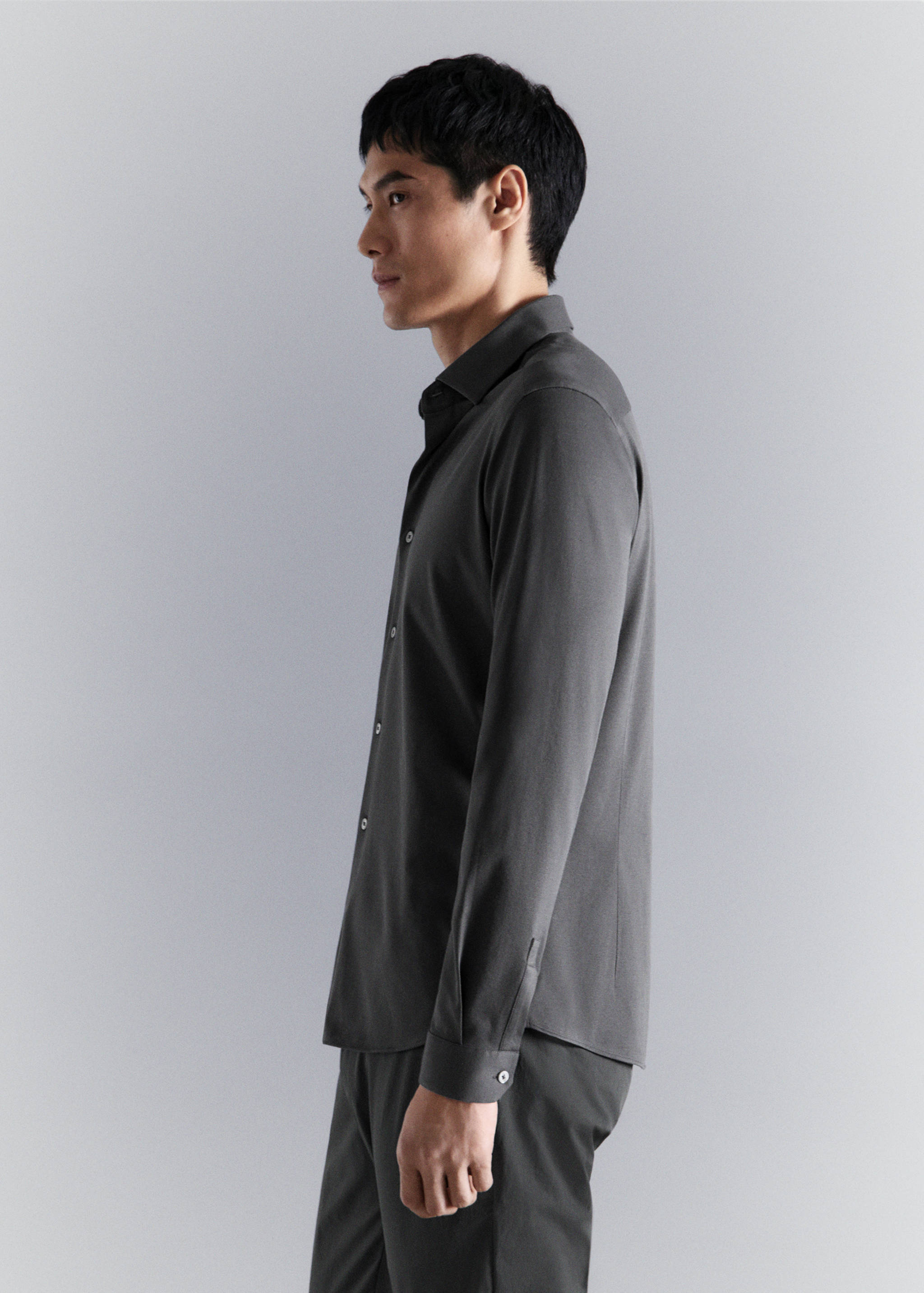 Slim fit comfort stretch non-iron cotton shirt - Details of the article 2