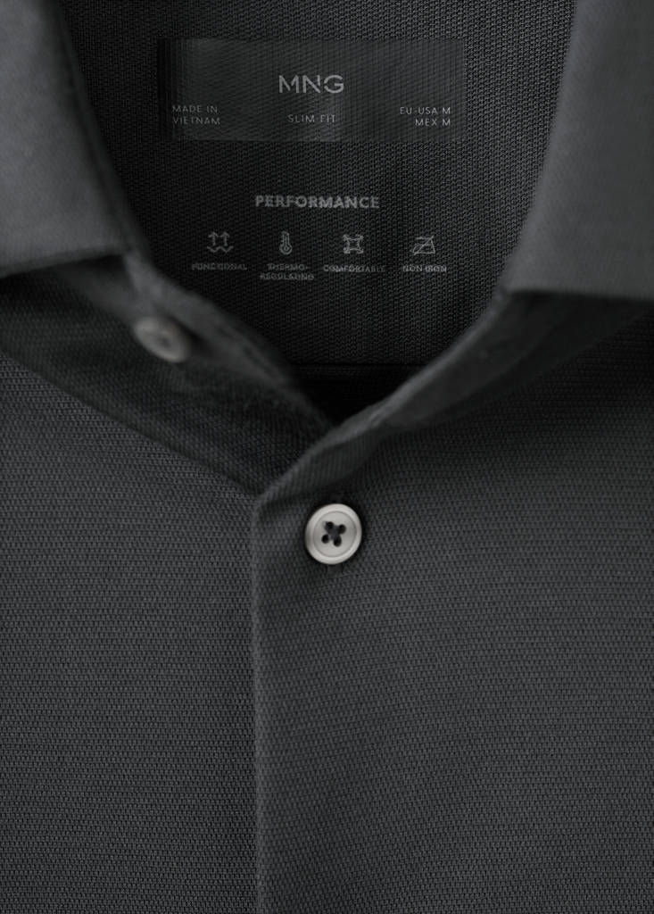 Slim fit comfort stretch non-iron cotton shirt — Charcoal