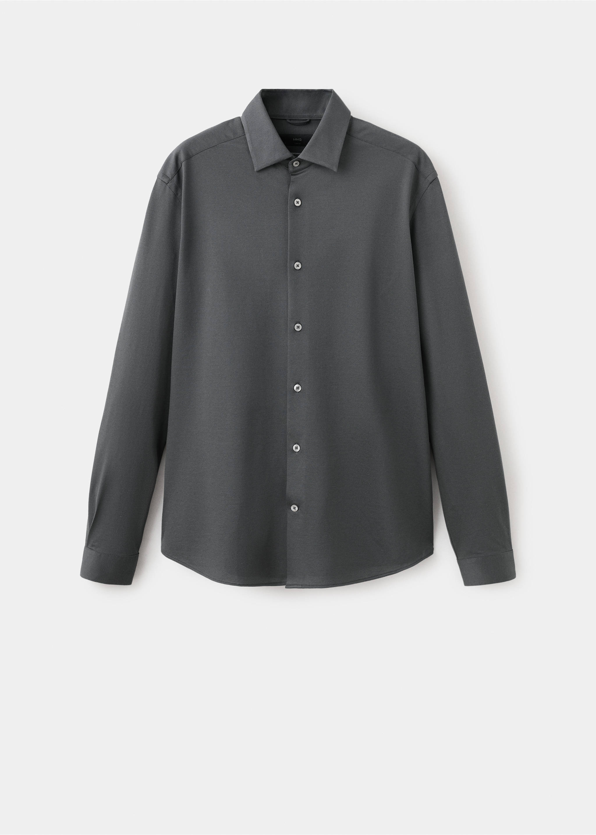Slim fit comfort stretch non-iron cotton shirt - Article without model, Charcoal. Ref: 27054422-00.