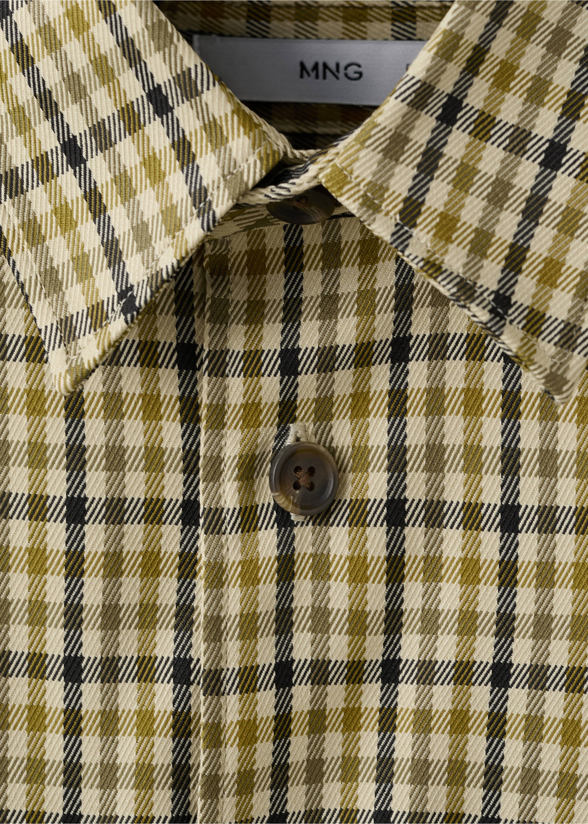 Checked jacket with button print - Details of the article 8, Olive Green. Ref: 27054423-00.