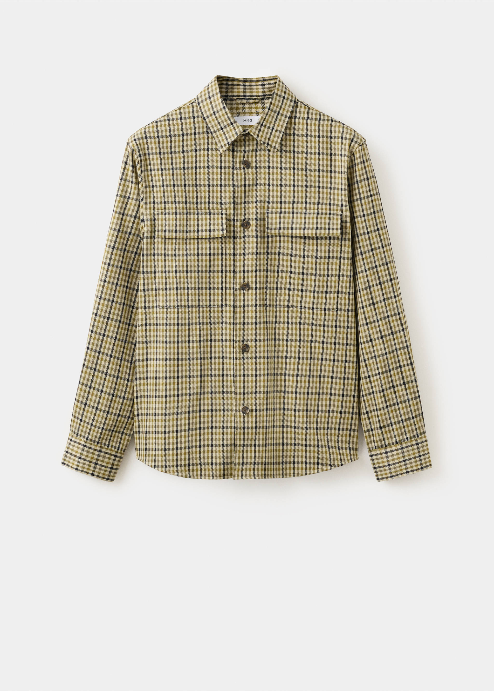 Checked jacket with button print - Article without model, Olive Green. Ref: 27054423-00.