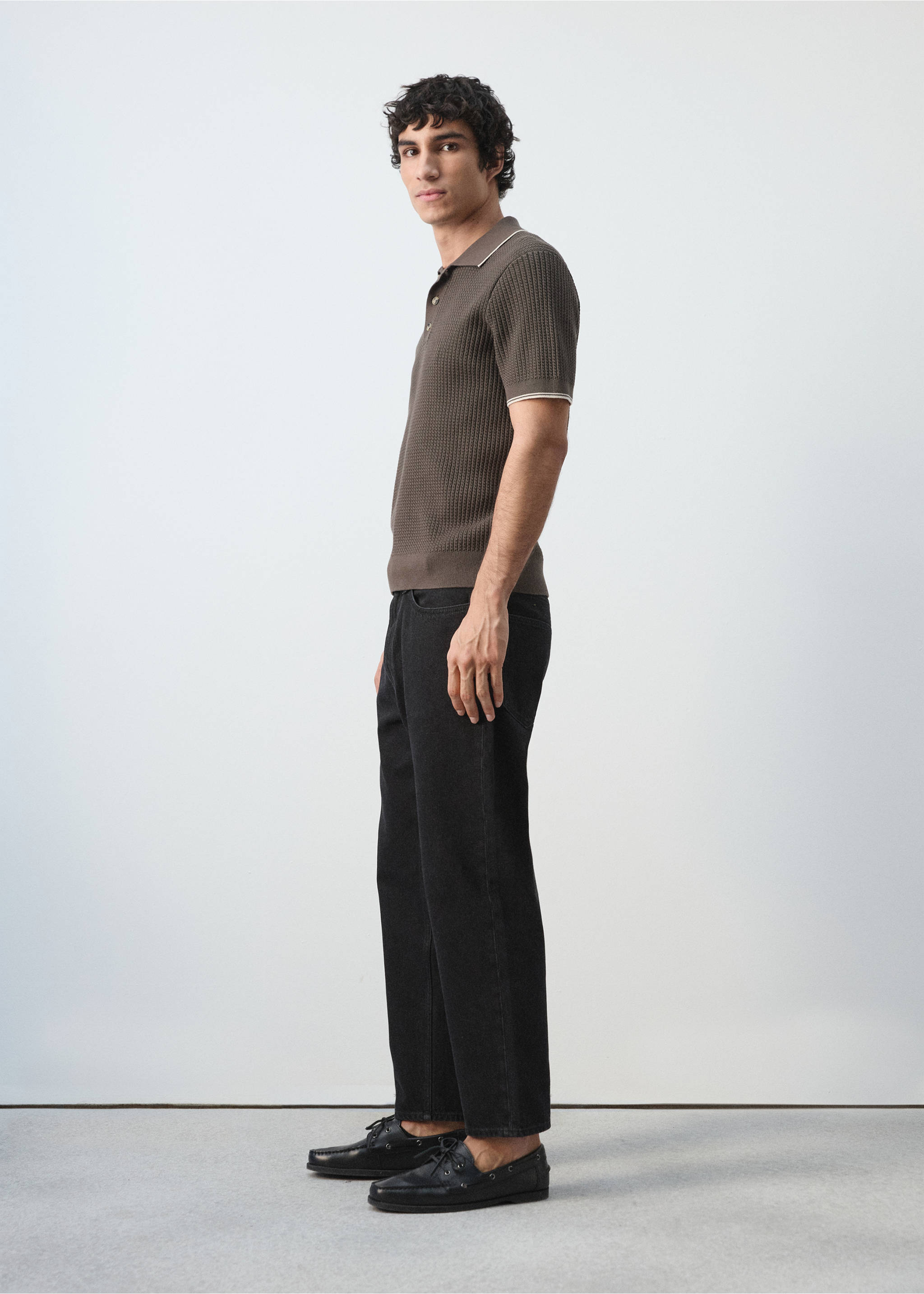 Поло з тонкого трикотажу в ялинку - Детальніше про товар 2, Шоколад. Ref: 27054424-00.