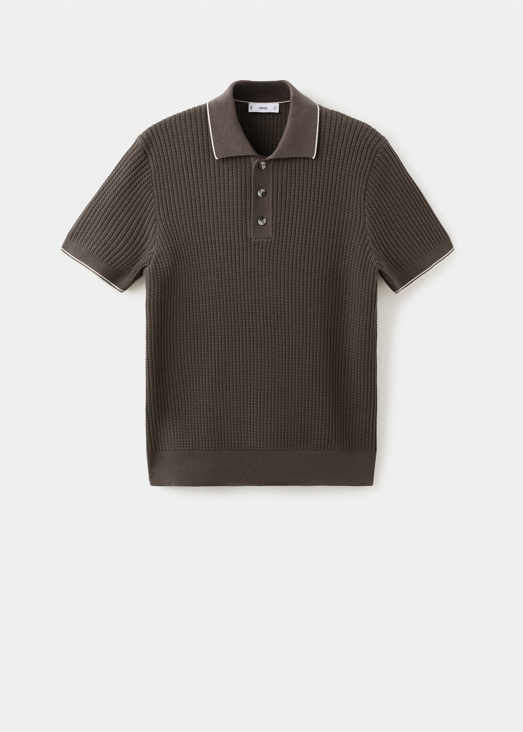 Polo maille fine chevrons - Article sans modèle, Chocolat. Ref: 27054424-00.
