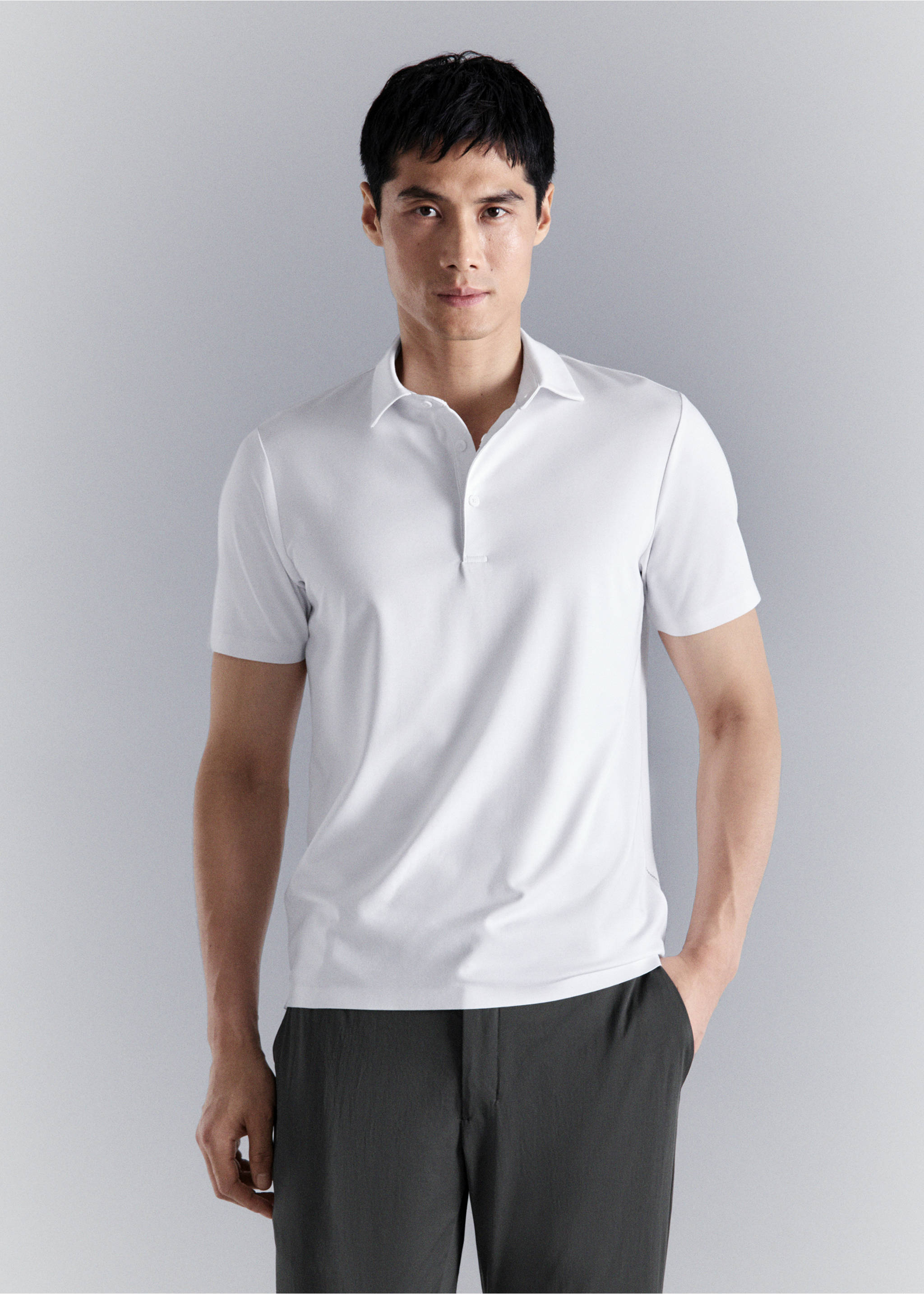 Comfort stretch Coolmax ® polo - Medium plane, White. Ref: 27054425-00.