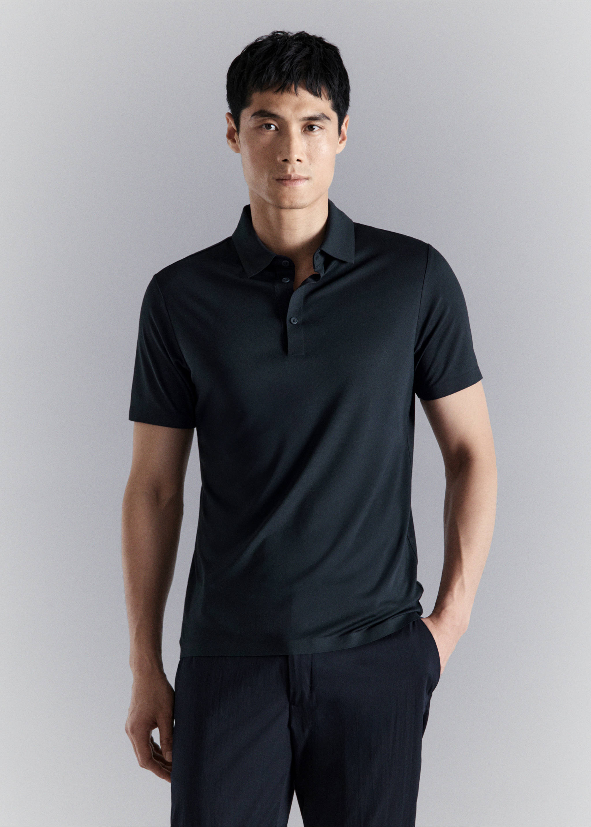 Comfort stretch Coolmax ® polo - Medium plane, Navy. Ref: 27054425-00.