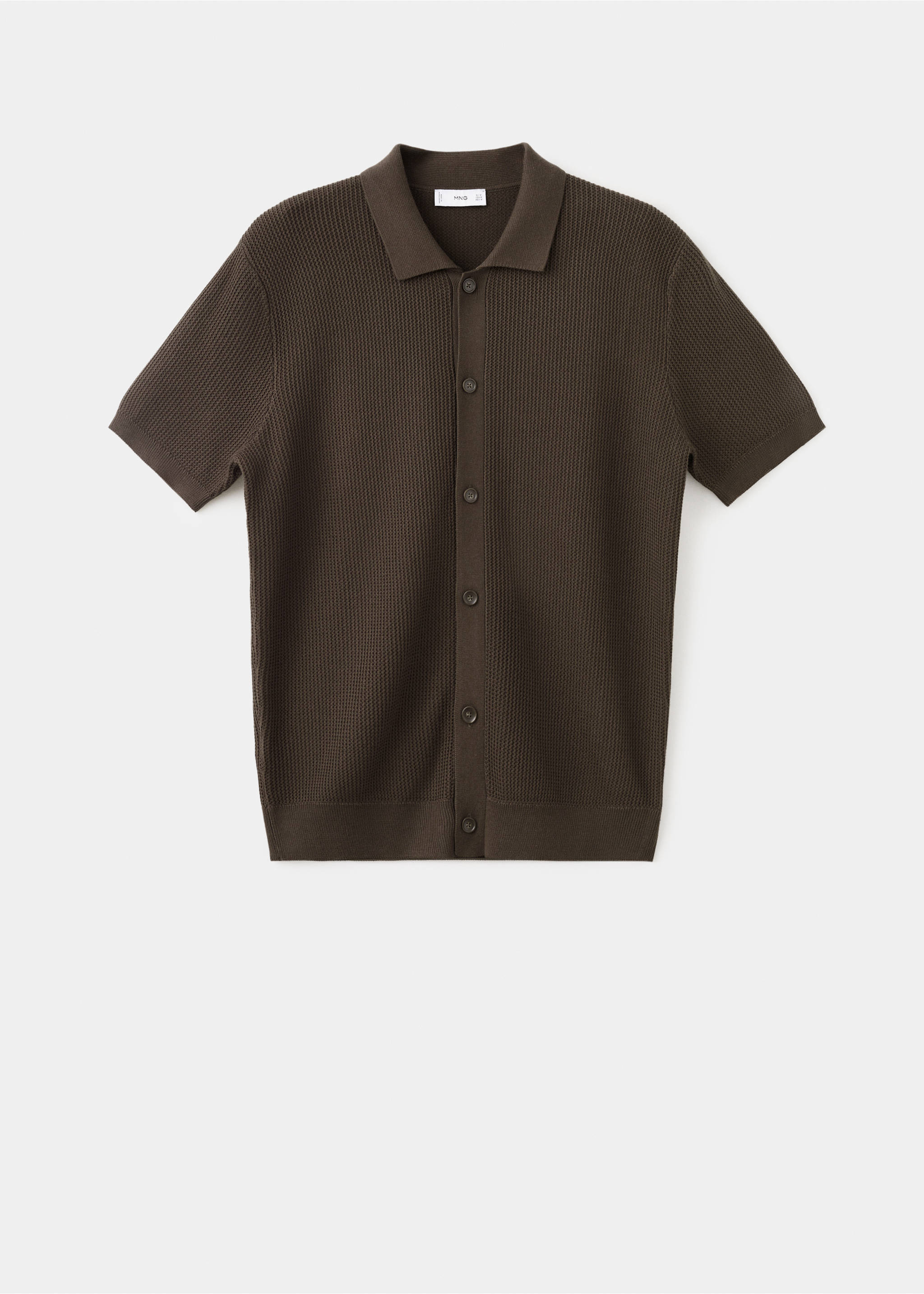 100% cotton structured knit polo with buttons - Article without model, Chocolate. Ref: 27054426-00.