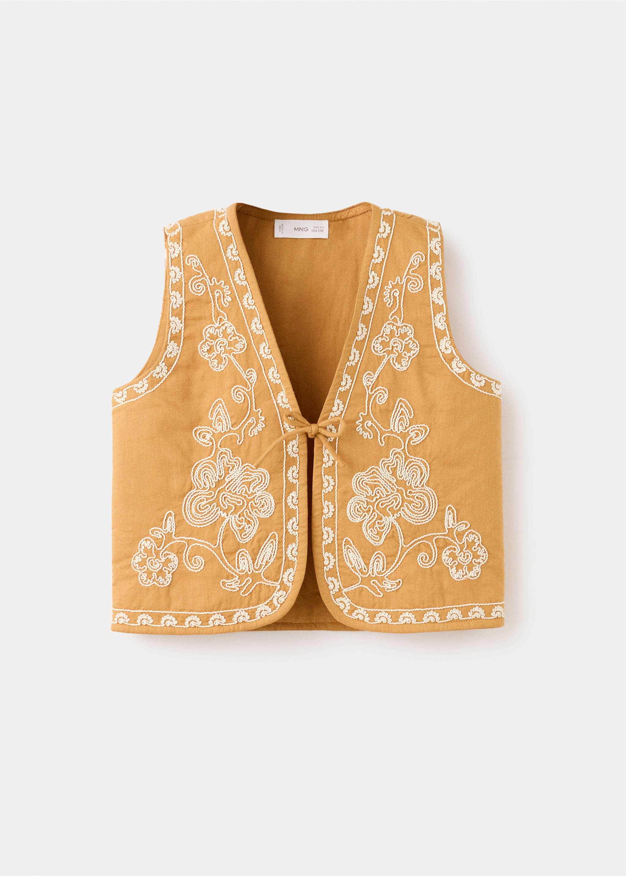 Floral-embroidered waistcoat - Article without model, Mustard. Ref: 27054427-00.