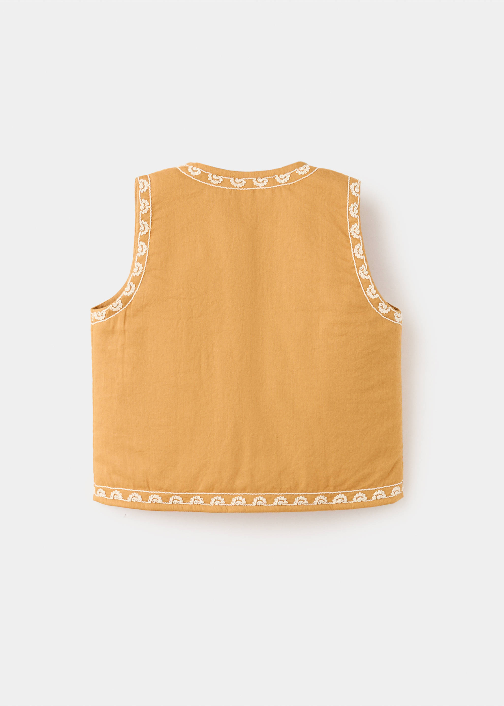 Floral-embroidered waistcoat - Reverse of the article, Mustard. Ref: 27054427-00.