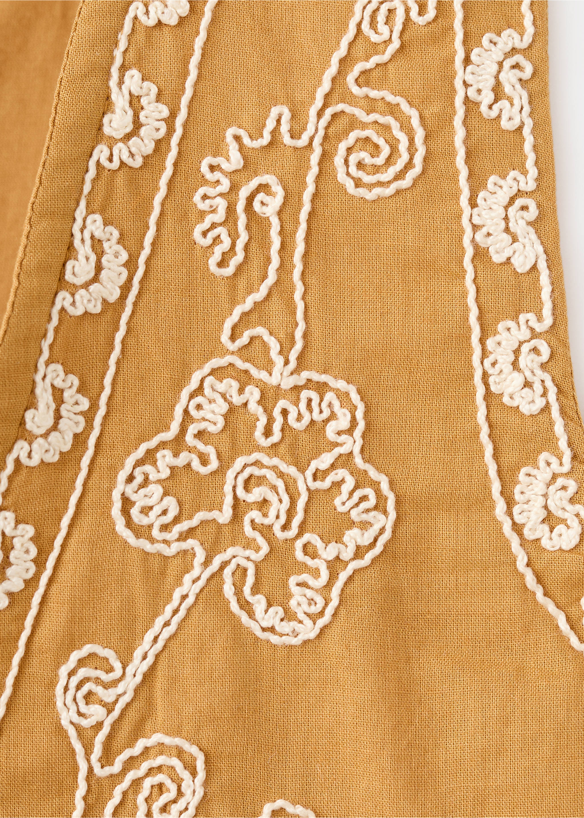 Floral-embroidered waistcoat - Details of the article 0, Mustard. Ref: 27054427-00.