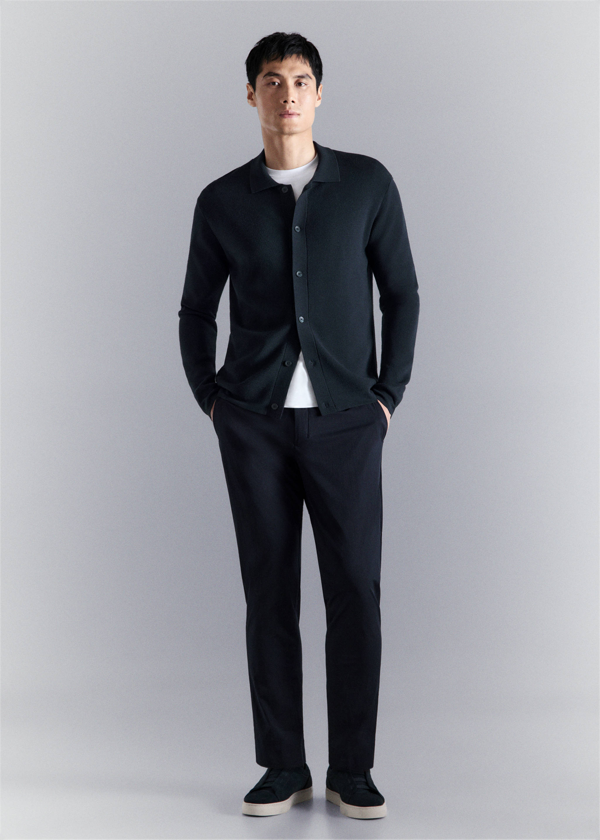 Cárdigan punto fino comfort stretch - Plano general