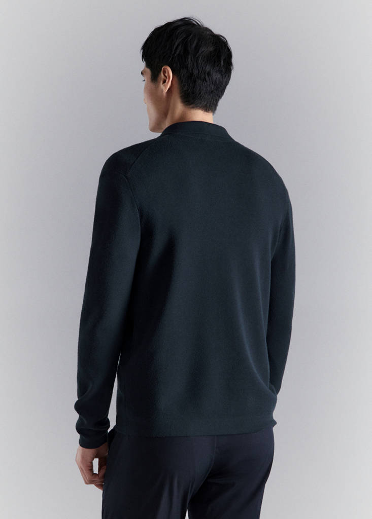 Fine knit comfort stretch cardigan — Navy