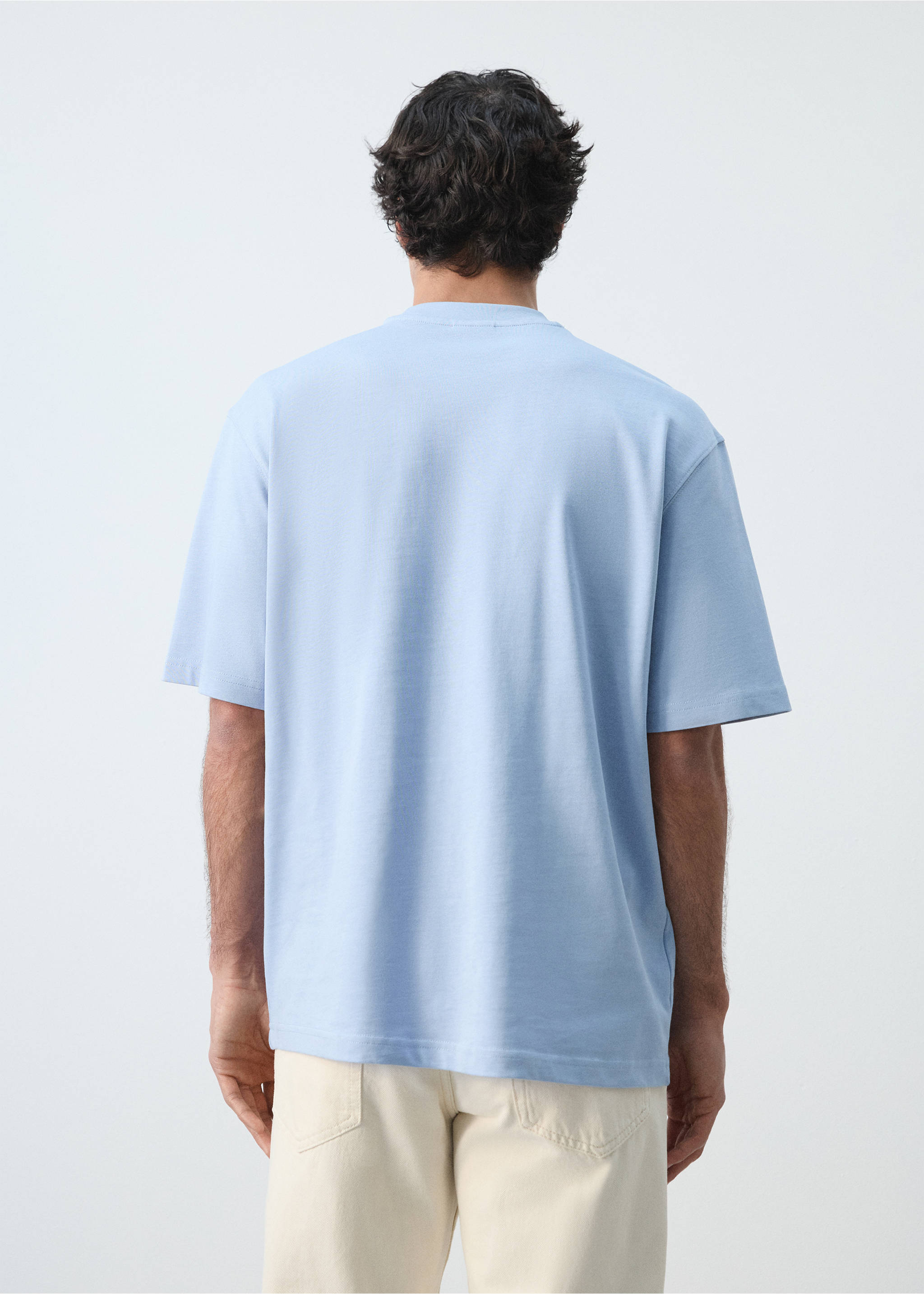 Camiseta heavy weight relaxed fit - Reverso del artículo, Azul celeste. Ref: 27054430-00.