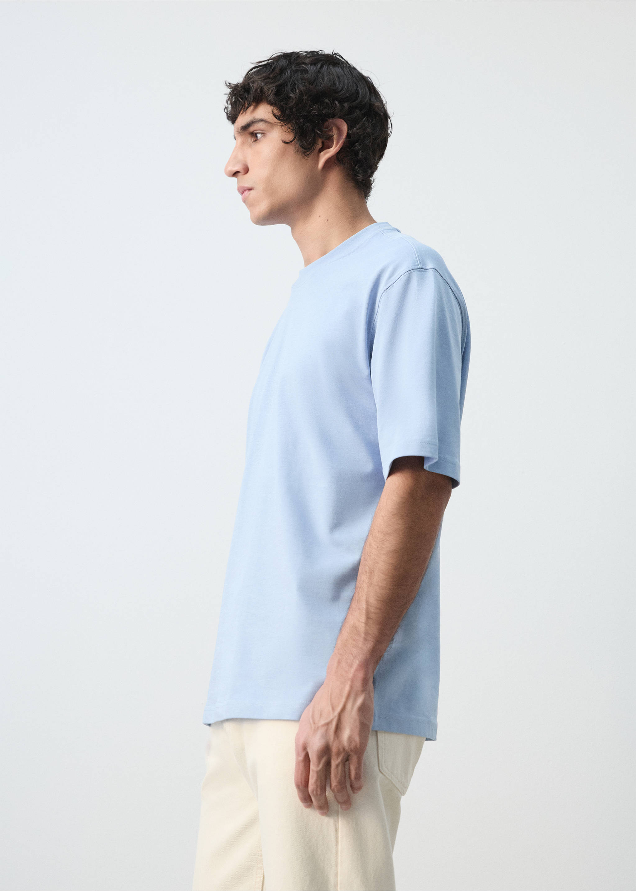 Camiseta heavy weight relaxed fit - Detalle del artículo 2, Azul celeste. Ref: 27054430-00.