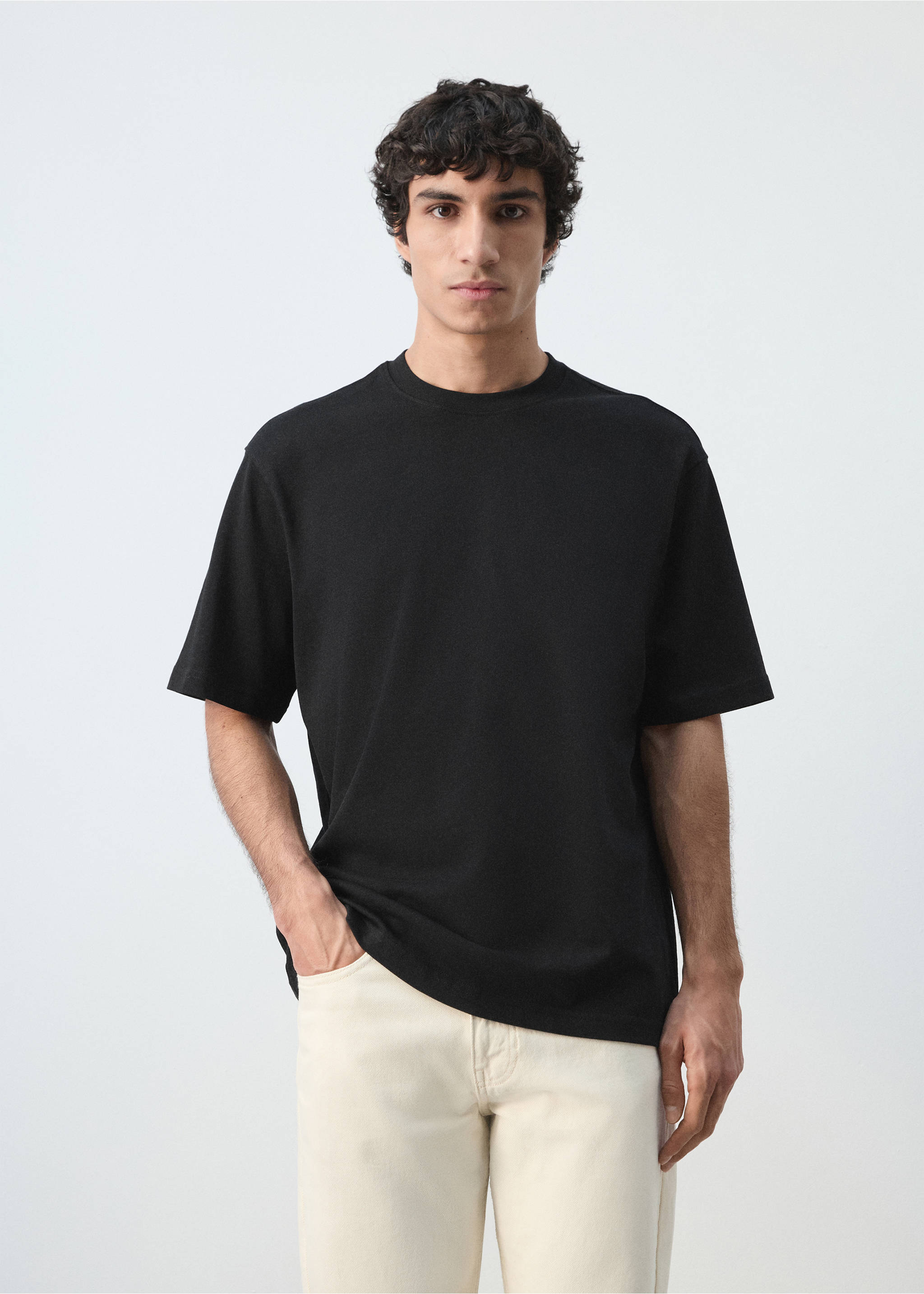 Camiseta heavy weight relaxed fit - Plano medio, Negro. Ref: 27054430-00.