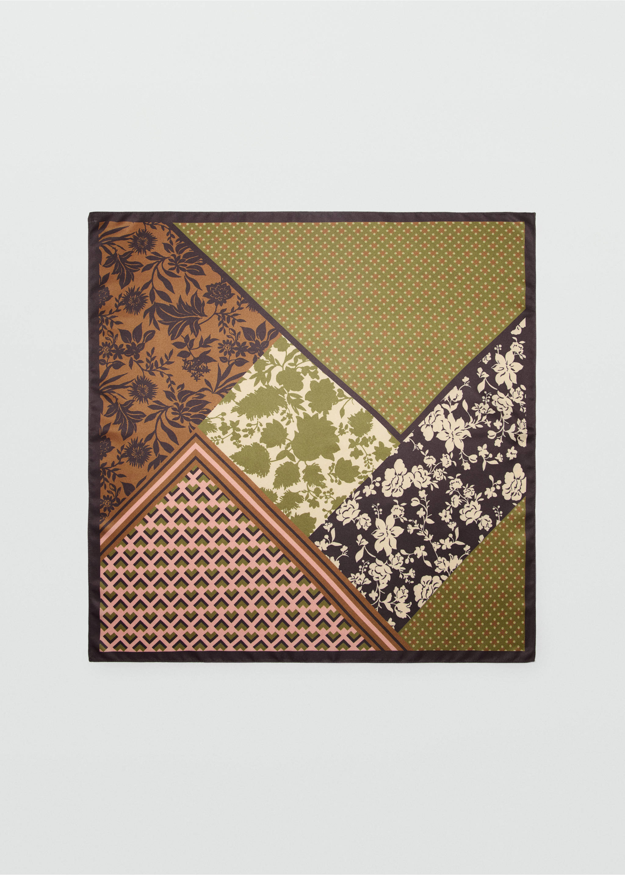 Printed satin scarf - Article without model, Khaki. Ref: 27054431-00.