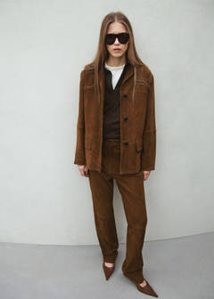 Straight blazer with front stitching — Tobacco Brown 2
