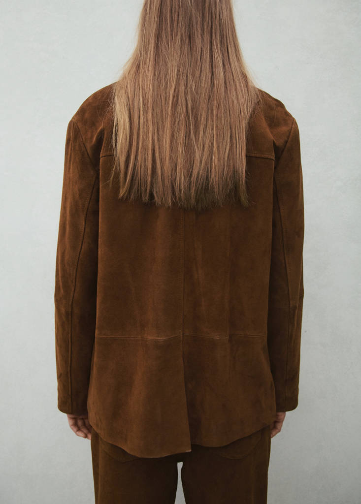 Straight blazer with front stitching — Tobacco Brown