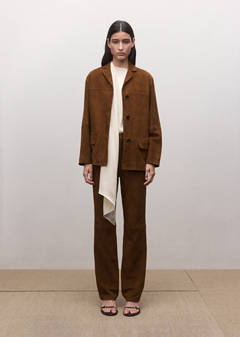 Straight blazer with front stitching — Tobacco Brown 8
