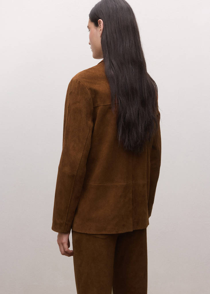 Straight blazer with front stitching — Tobacco Brown