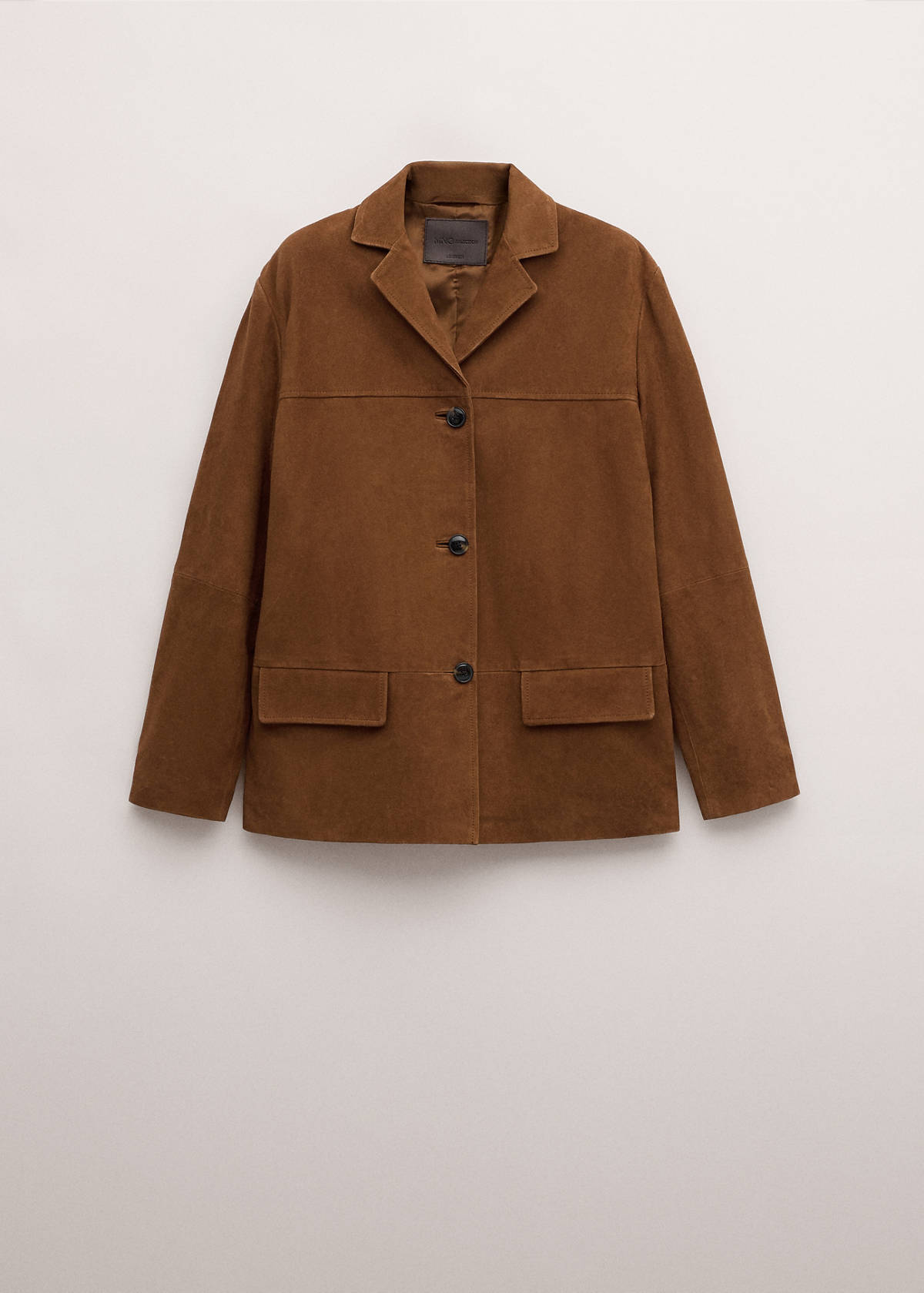 Straight blazer with front stitching — Tobacco Brown